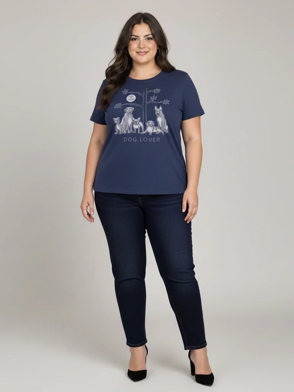 Life is Good Women’s Dark Blue Dog Lover Crusher Tee Size Large